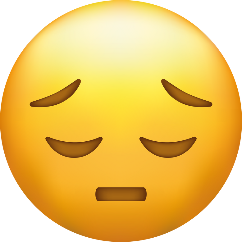 Disappointed emoji. Sad face, unhappy emoticon